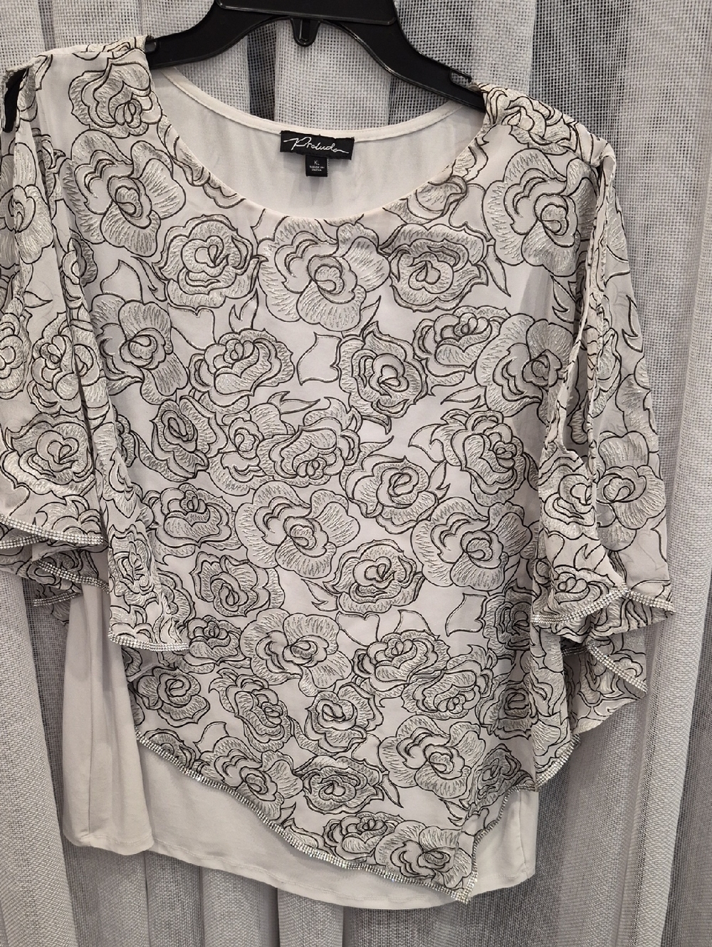 Prelude Connection Cream Tunic with Black Floral Outline